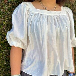 H&M White Puff Sleeve Blouse